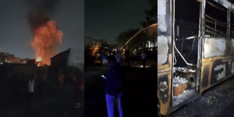 पुणे बैंगलोर महामार्गावर  ताथवडे येथे  एका टँकरला भीषण आग..