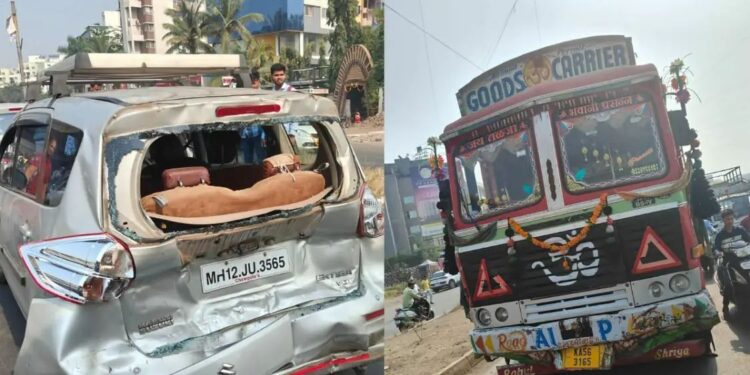 सिग्नलवर थांबलेल्या वाहनांना भरधाव ट्रक धडकला, एकाचा मृत्यू पुण्यात नवले पुलाजवळ अपघात..