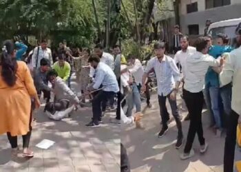 एसएफआय-अभाविपच्या कार्यकर्त्यां मध्ये  पुणे विद्यापीठात हाणामारी..